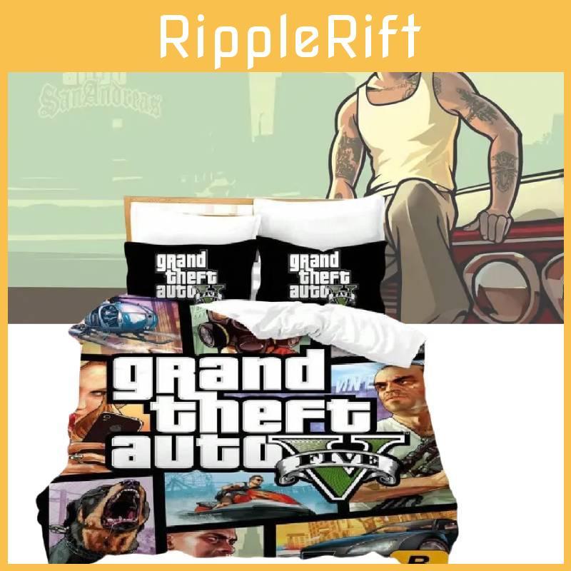 Grand Theft Auto Bedding Set Cartoon Duvet Cover And Pillowcases With Modern Style For Bedroom Decor