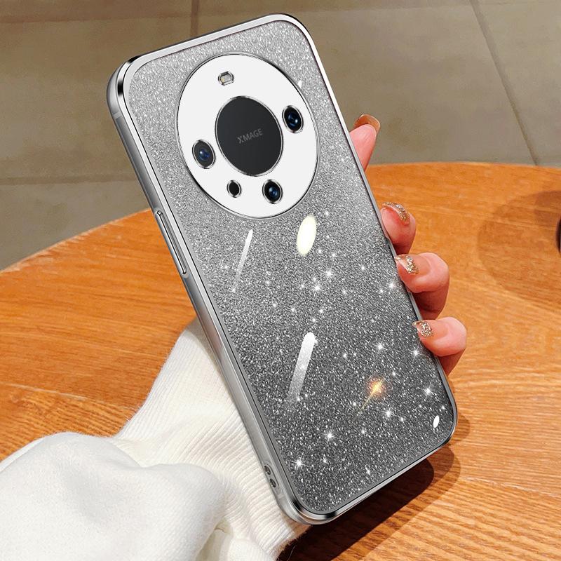 

Чехол для мобильного телефона Huawei Mate70Pro подходит для защитного чехла Pura70 из силикона M60 с гальваническим покрытием и постепенным изменением блеска nova13 NOVA13Pro серебряный