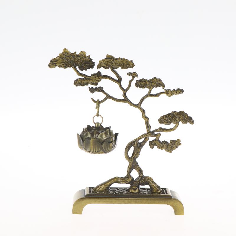 Creative Hanging Incense Burner Pine Tree Design Zinc Alloy Chinese Incense Burner Household Indoor Ornaments Tea Table Decor