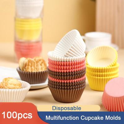 100 stücke Papier Cupcake Form Einweg Liner Küche Backen Kuchen Form Einfarbig Pergament Backen Dessert Kuchen Tasse Form