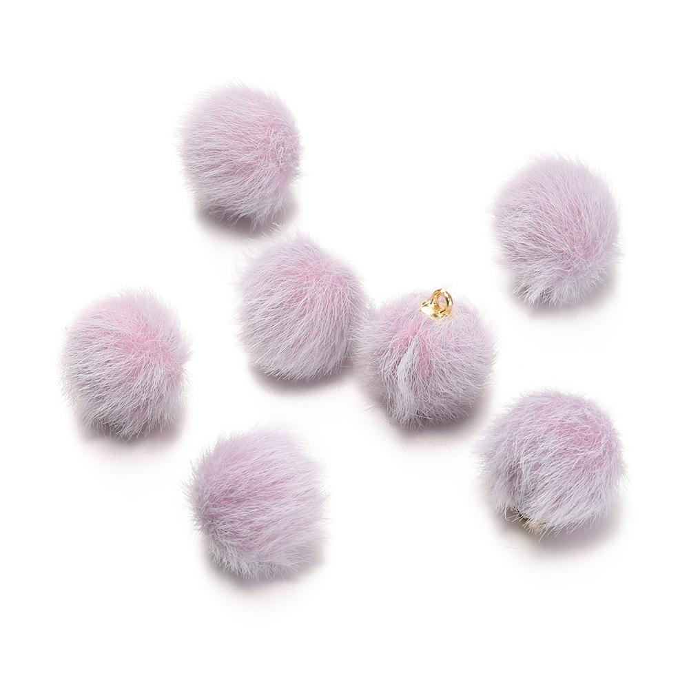 10pcs 17mm Plush Fur Covered Ball Beads Charms Pompom Beads Pendant for DIY Earring Bag Keychain Pendant Jewelry Making Supplies