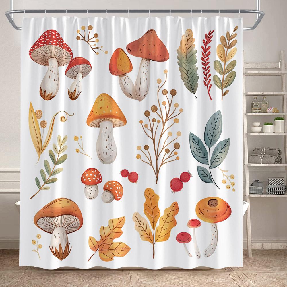 Eucalyptus Leaves Shower Curtains Autumn Brown Leaf Watercolour Plants Modern Bath Curtain Polyester Fabric Home Bathroom Decor