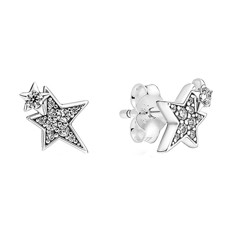 Pandora Shining Asymmetrical Star 925 Silver Earrings Women earrings 290012C01 Box