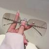 Y2k Vintage Rimless Oversized Square Sun Glasses Women For Men Luxury  Designer Sun Glasses Punk Popular Pearl Metal Eyewear