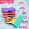 6pcs Snack Container Stainless Steel Double Compartments with Leak Proof Lids Double Dipping Sauce Dish for Sauce Dip Nut Snack