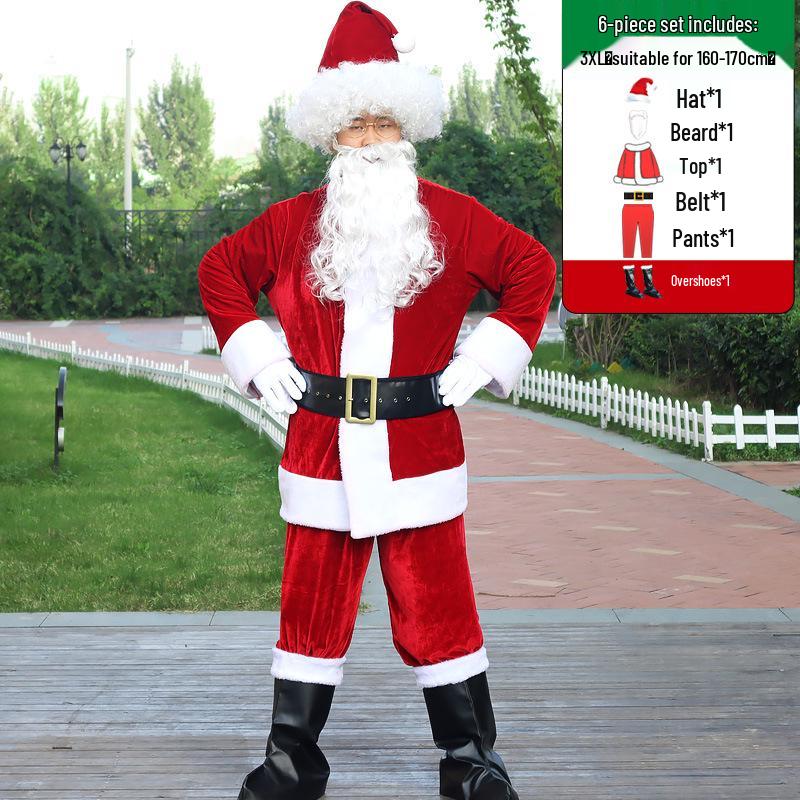 Adult Santa Claus Costume Set - Men's & Women's Plus Size Christmas Outfit