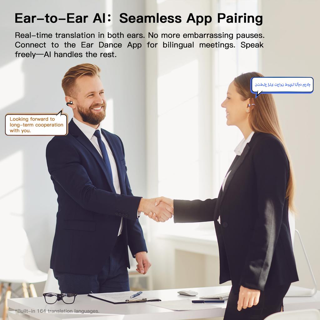 Ear Clip Double Microphones Bluetooth 6.0 Earphones ENC Wireless Earbuds with Touch Controls AI Capabilities 30h Playtime with Case Headphones