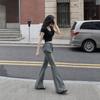 American Retro Micro-pull Jeans for Women's Summer High Waist and Thin Spice Girl Design Sense New Versatile Slim-fitting Floor-mopping Trousers