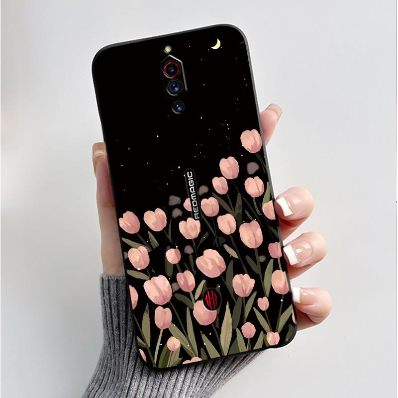 For ZTE Nubia RedMagic 5G Fundas Nubia Red Magic 5S Case Cover Soft Silicone Black Shell Printing Pattern Flower Cartoon Cases