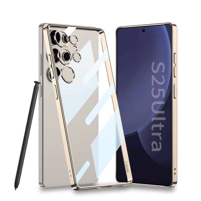 

S25 Ultra Electroplated Transparent Protective Phone Case - Drop-Proof & Hard SM-S25Ultra【Single Case】 шампанского/золотой