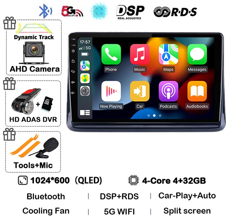 Android14 2din Auto For Toyota Noah Esquire Voxy 2014 2015 2016 -2020 Car Radio Multimedia Player GPS Navigation Support Carplay