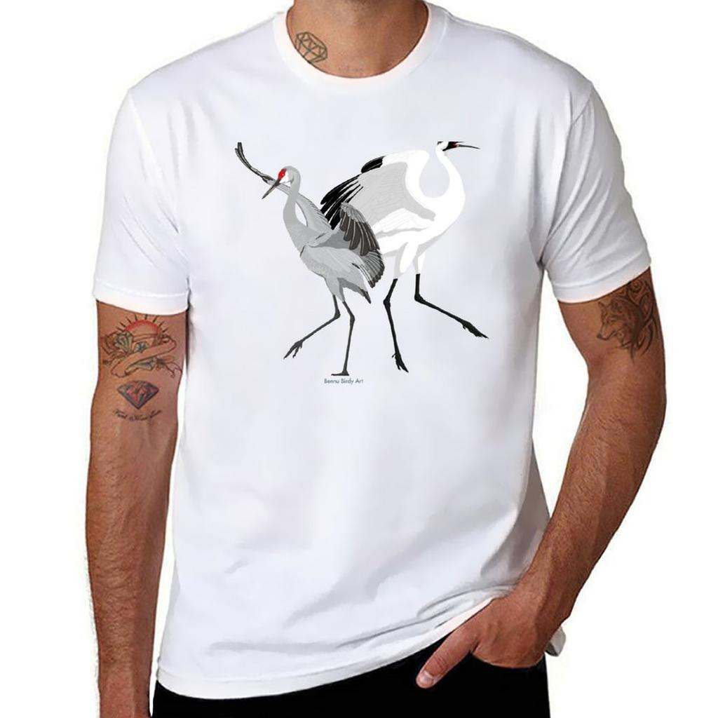 Cranes of North America TShirt Casual Minimalist Short Sleeve Top TShirt