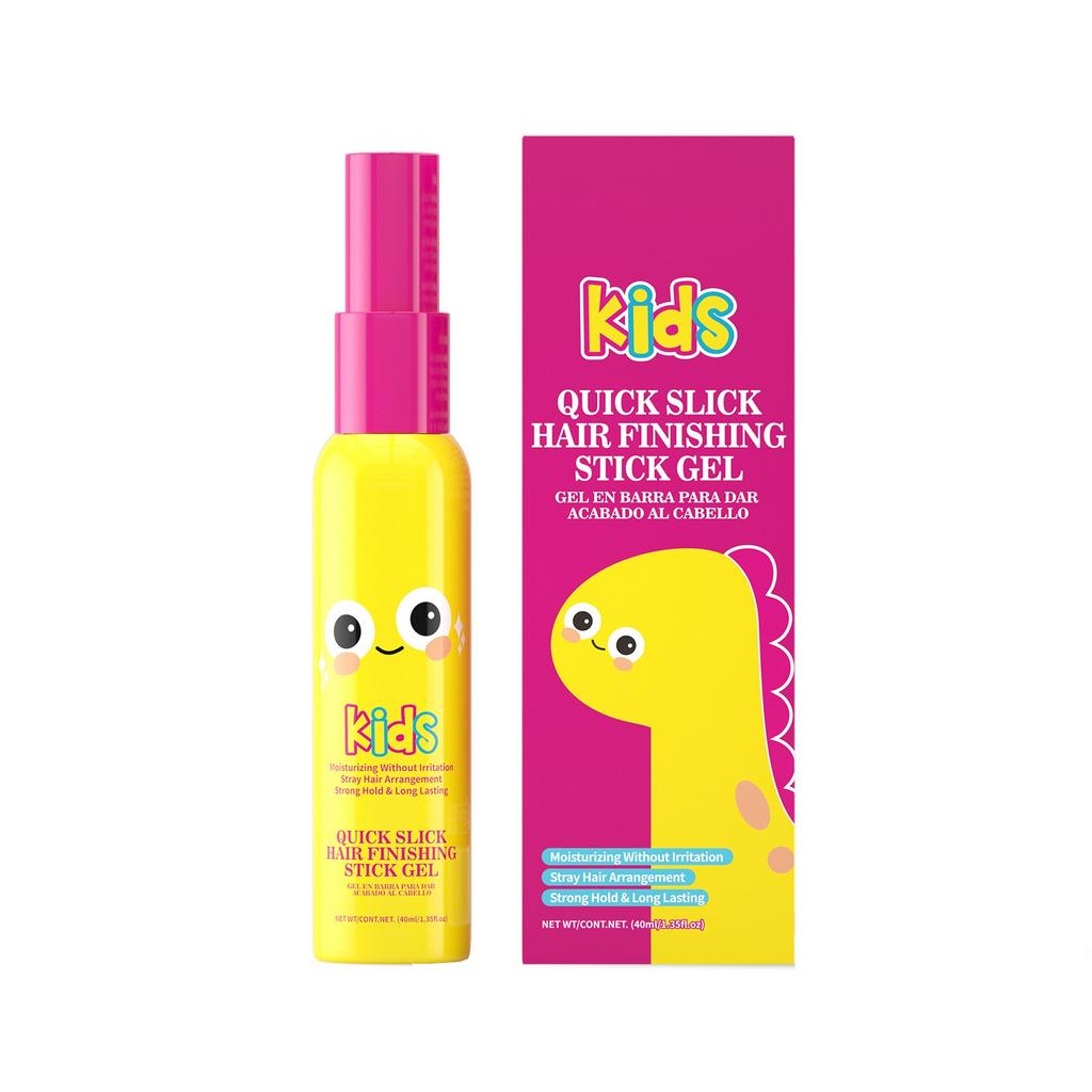 Kids Quick Slick Hair Finishing Stick Gel - 40ml Hårstråtemmer med dinosaurdesign, skånsom påføringsbørste for babyhår og flyvehår