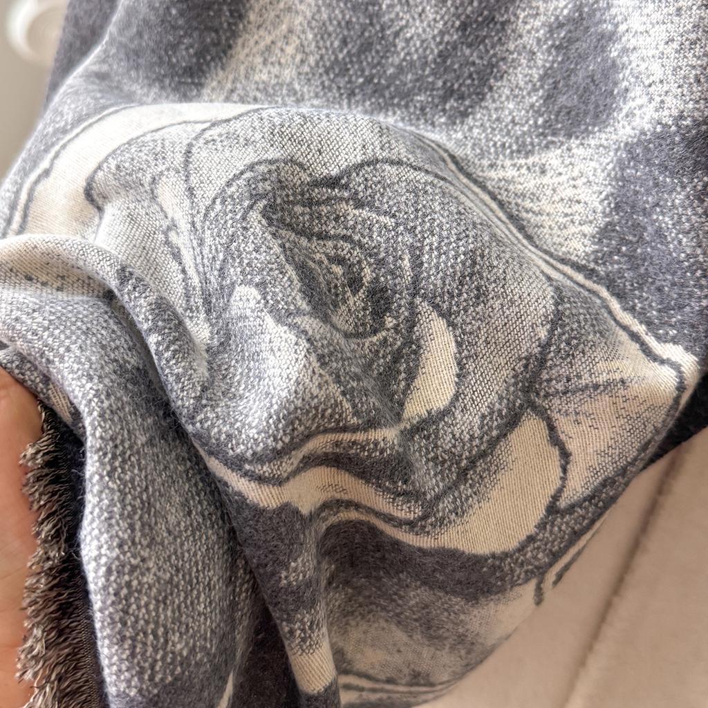 Eleganz Damen Rosen-Leopardenmuster Schals Winterwärmer Pashmina Beidseitige Damen-Schals Dicke Decke Wickeltuch Foulard Schal