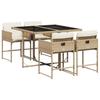 5 Piece Outdoor Dining Set with Cushions Beige Poly Rattan
