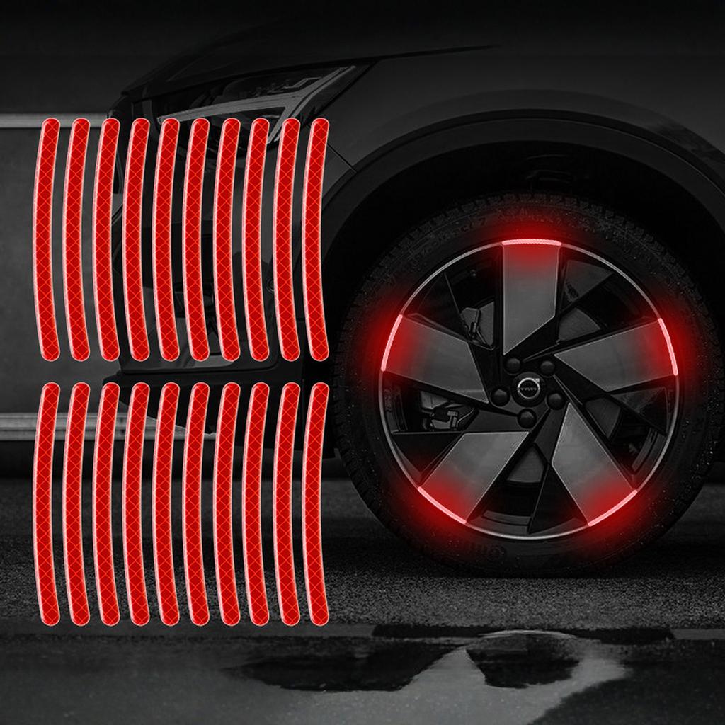 20 Stück Auto Radnaben Reflektierender Aufkleber Reifenfelge Reflektierende Streifen Leuchtend für Auto Fahrrad Motorrad Radaufkleber