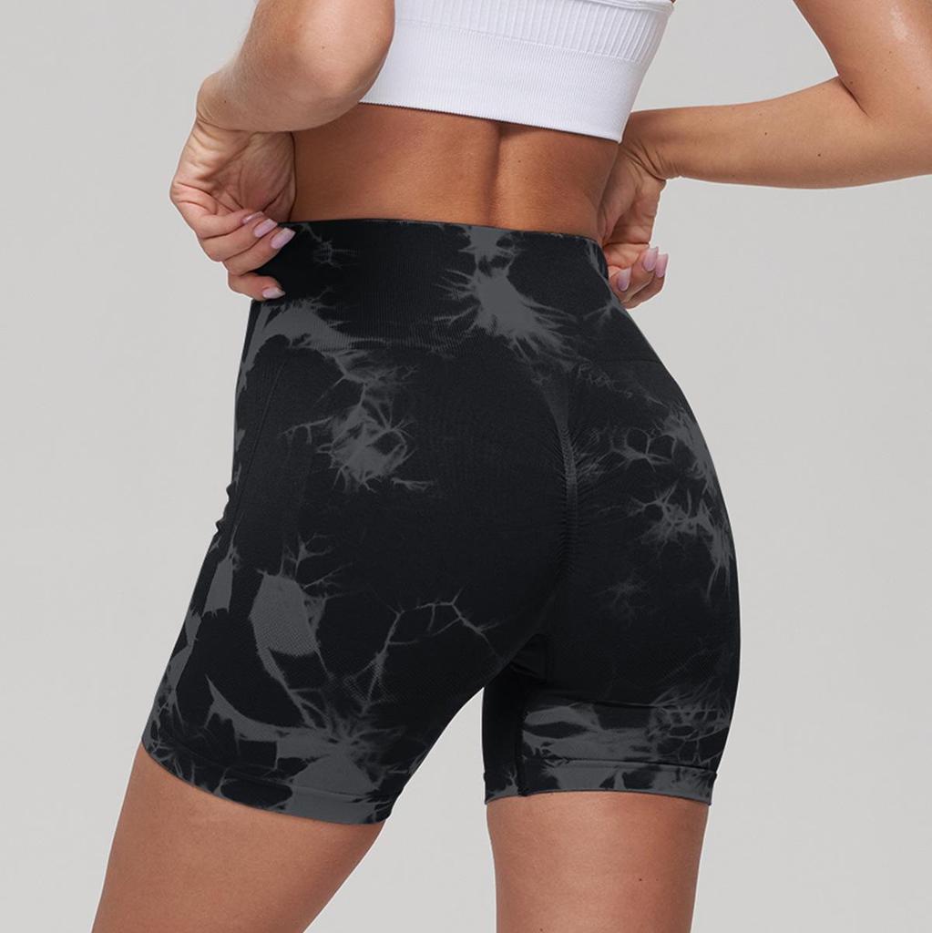 Seamless Smiley Tie-Dye High Waist Yoga Pants – Peach Butt Leggings & High Elasticity Fitness Shorts