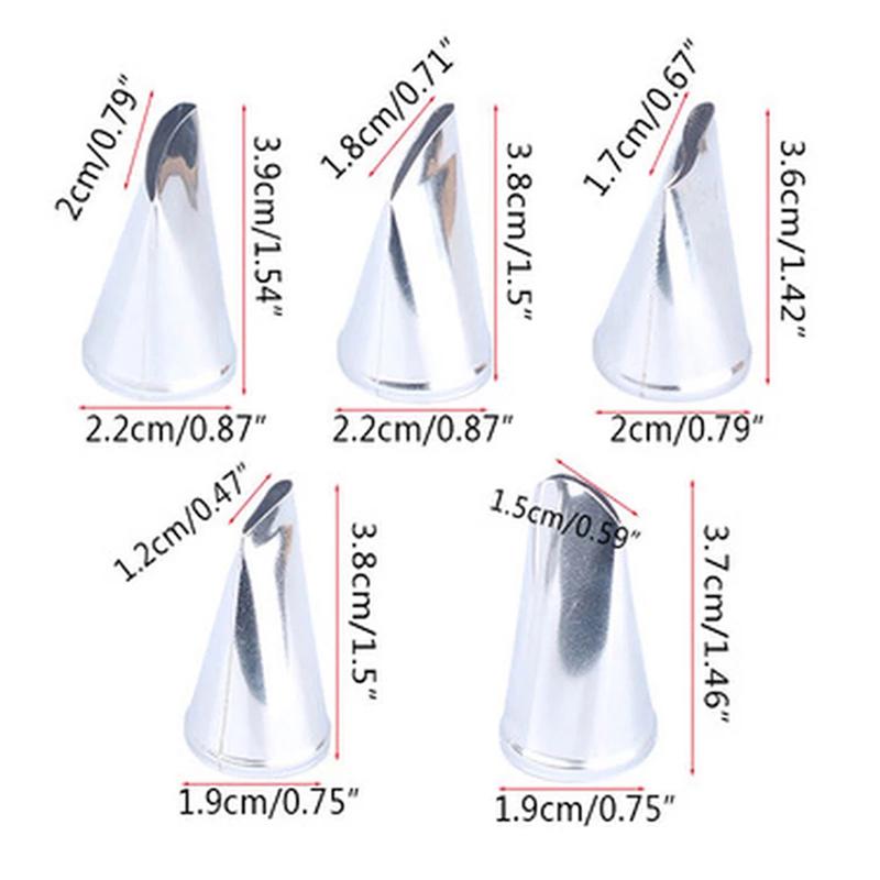 5Pcs/Set Rose Petal Metal Cream Tips Cake Decorating Tools Icing Piping Nozzles