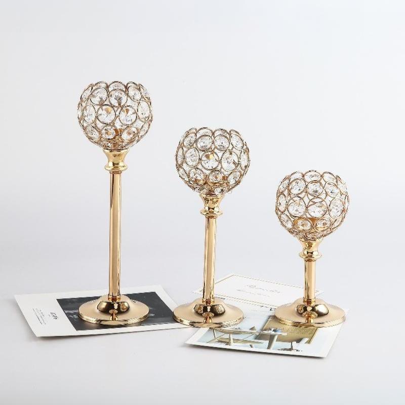 Table Centerpiece Metal Glass Candle Holder 1Pcs Gold Silver Tealight Candlestick for Birthday Party Decor