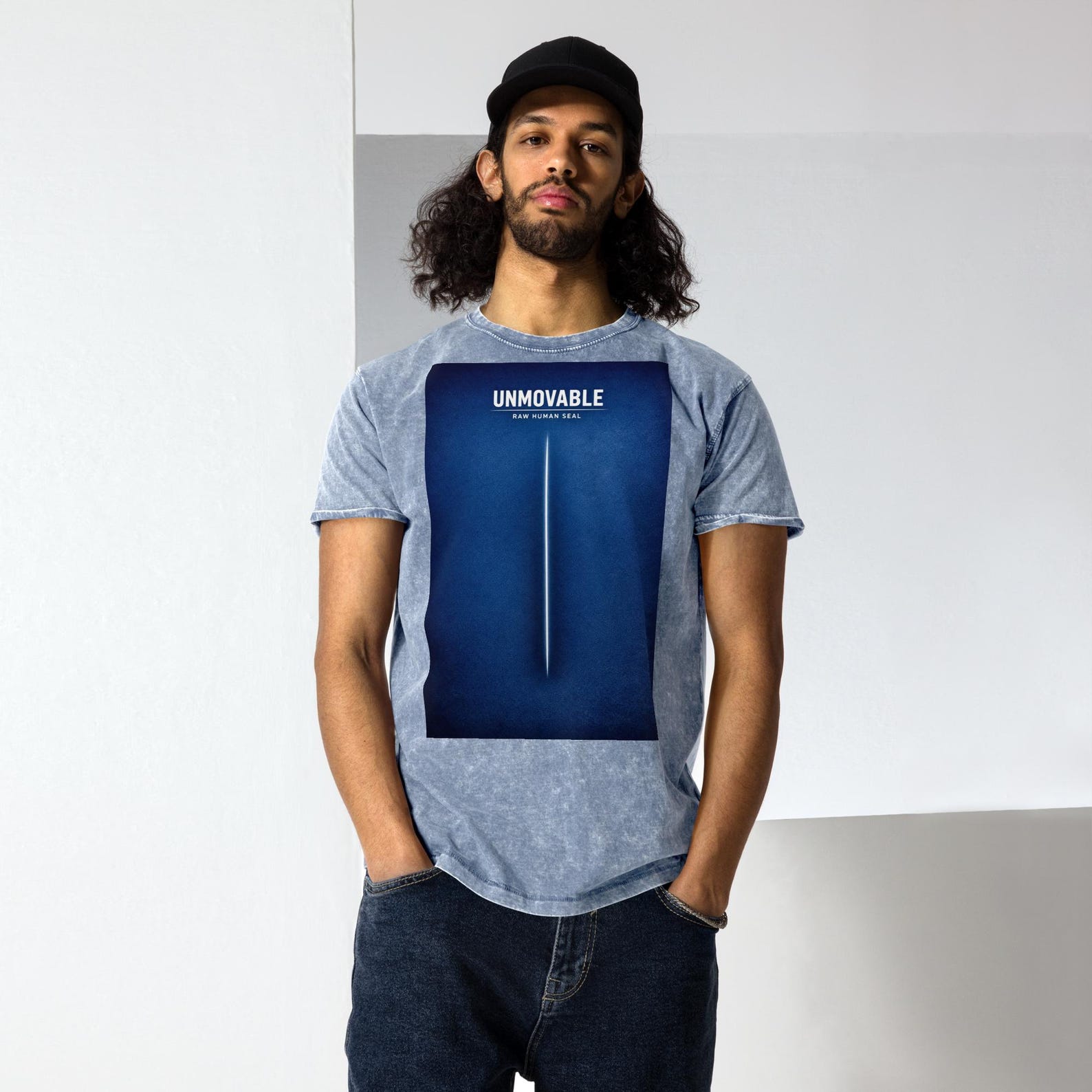 Denim T-Shirt - Unmovable - RAW HUMAN SEAL S