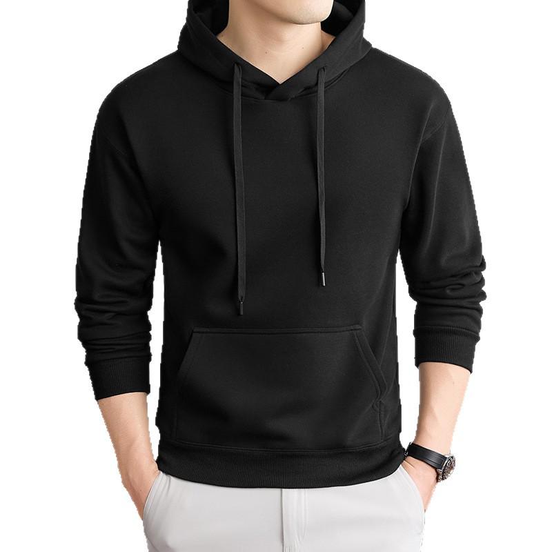 Autumn/Winter Fashion Trend Solid Color Hooded Pullover Sweatshirt with Patch Pocket and Custom Logo.