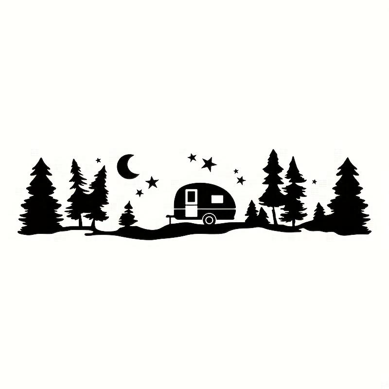 1PC Mountain Forest Pattern Vinyl Waterproof Car Sticker Mountain and Forest Tree Graphic Decal Kit for RV and Trailer Universal 84x22cm