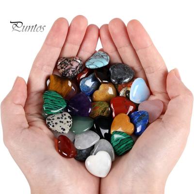 Ensemble de 20 pierres précieuses en forme de cœur, pierres d'amour romantiques naturelles, décoration de bureau, ensemble de pierres de guérison à Quartz, cristaux Chakra Reiki pour la méditation