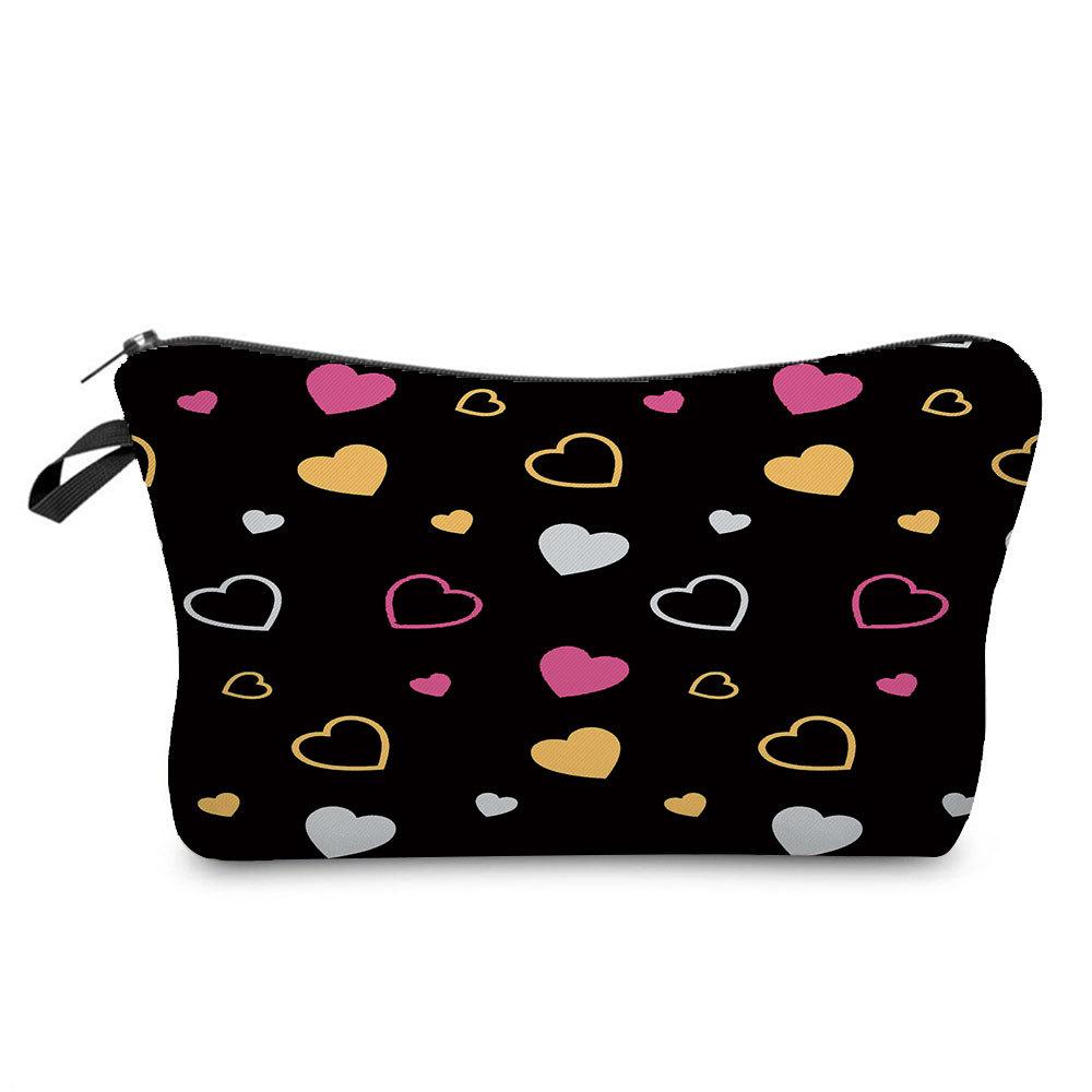 Women Hearts Print Cosmetic Bag Toiletries Organize Travel Storage Case KTB