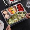 304 Stainless Steel Compartment Tray with Lid: Rectangular Fast Food and Canteen Rice Tray, Chinese Style