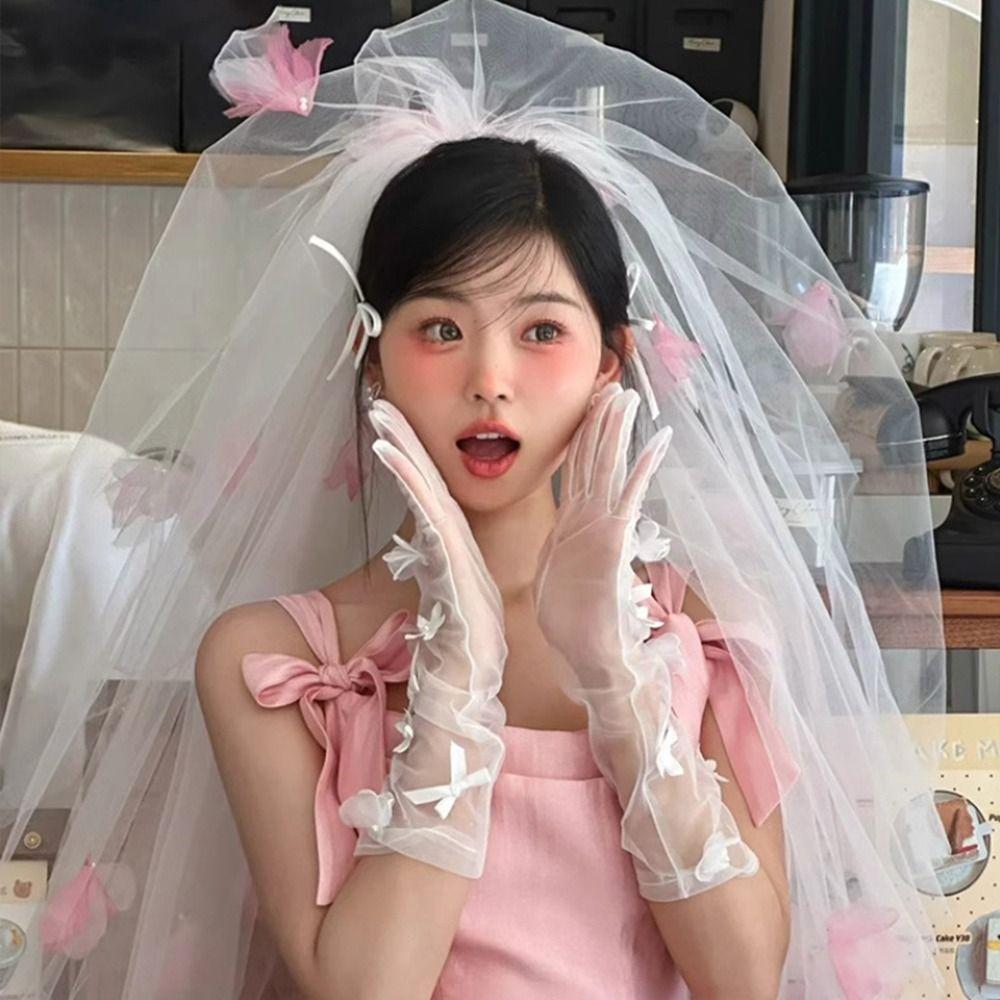 

White Bridal Veil Soft Bride Head Gauze New Wedding Veils Wedding Accessories Gloves