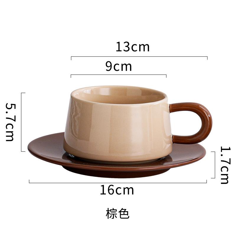 Nordic Style Ceramic Coffee Cup And Saucer Set Creative Contrasting Color Restaurant Home Mug Tea Cup Afternoon Tea Cup Saucer