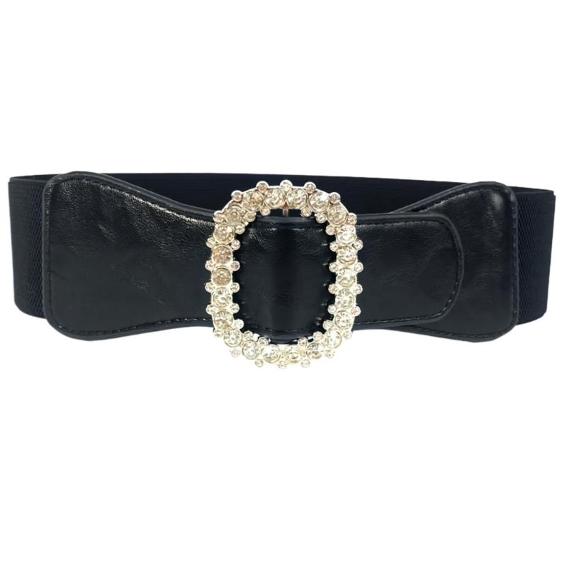 Блестящий корсет на талию, широкий пояс со стразами, модный регулируемый пояс для талии, блестящий аксессуар для талии чёрный