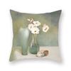 Oil Painting Flowers Vintage Vase Print Decorative Square Cushion Cover Purple Rose Home Polyester Pillowcase 45X45Cm