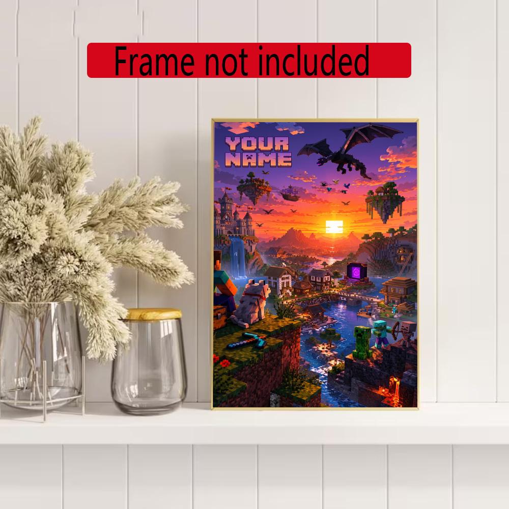 Minecraft Personalized Name Round Diamond Painting Kit Diamond Embroidery Painting Rhinestones Mosaic Frameless Handwork Decoration Arts