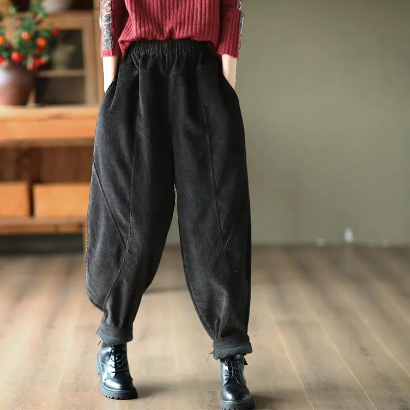

Thin Casual Korean Chic Autumn Spring Vintage Corduroy Trousers Casual Long Trousers High Waist Retro Ankle Length Trousers Fashion Trousers 4XL