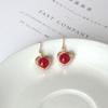 Minimalist Red Agate Heart-Shaped Drop Earrings: European & American Style, Hollow Design for Women