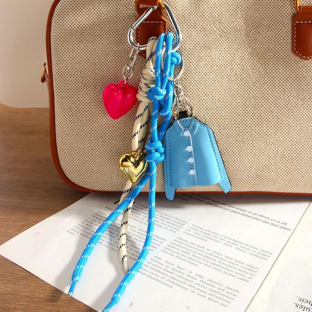 Pu Shirt Keychain With Heart Woven Rope For Casual Bag Decor