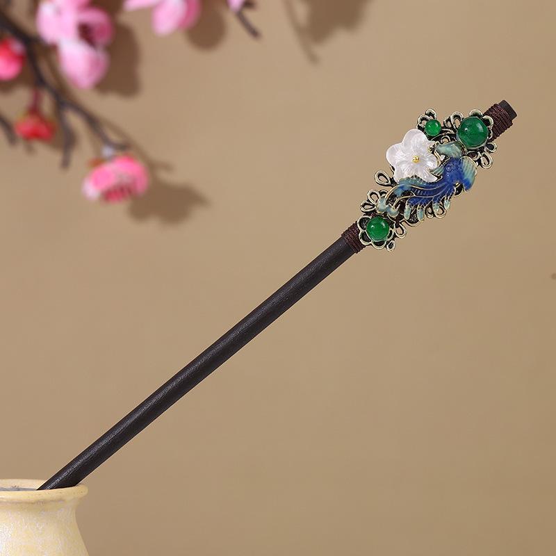 Ancient Style Ebony Imitation Wooden Tassel Hairpin - Hanfu Accessory for Women