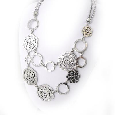 [G8718] - Silver 'Camélia' Designer Necklace
