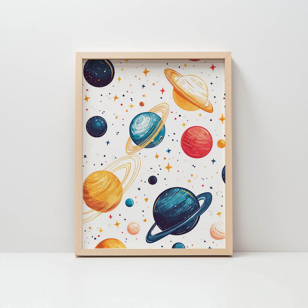 Plakat Kosmiczna Harmonia Plakat Kosmiczna Harmonia, 50X70 Cm, Rama Drewniana Jasny Dąb, Papier Matowy 230 Gsm