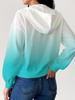 Women's Plus Size Gradient Hoodie Zipper Jacket - Casual Loose Fit 2026 New Arrival
