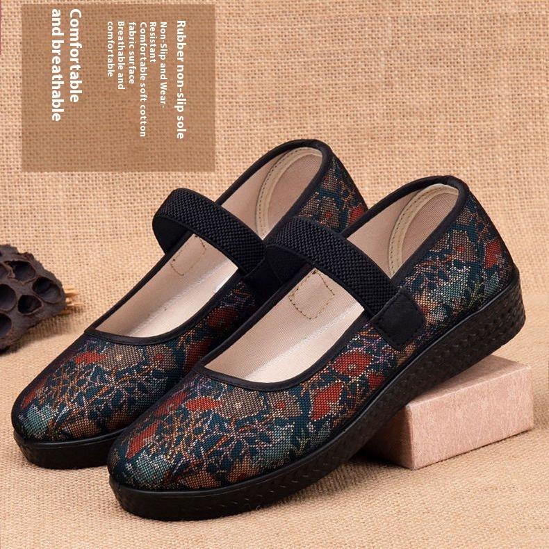 Stoffschuhe Frühling und Herbst Rutschfeste Weiche Sohle Mittelalterliche und Ältere Einzelschuhe Damenschuhe für Ältere
