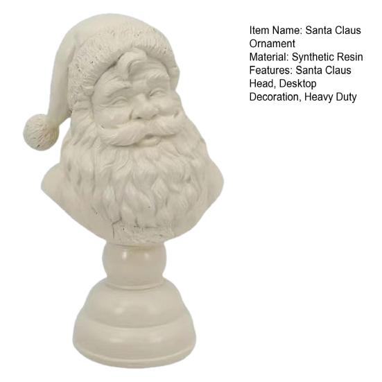Santa Claus Head Figurine Father Christmas Statue Resin Sculpture Home Office Holiday Party Desktop Decoration Ornament