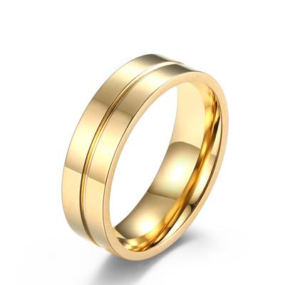 Titanium Steel Diamond Studded Couples Simple Smooth Stainless Steel Wedding Ring Jewelry