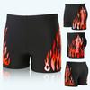 Inner Drawstring Mid-rise Swimming Trunks with Lining Elastic Waistband Breathable Men Flame Print Swim Shorts Beachwear