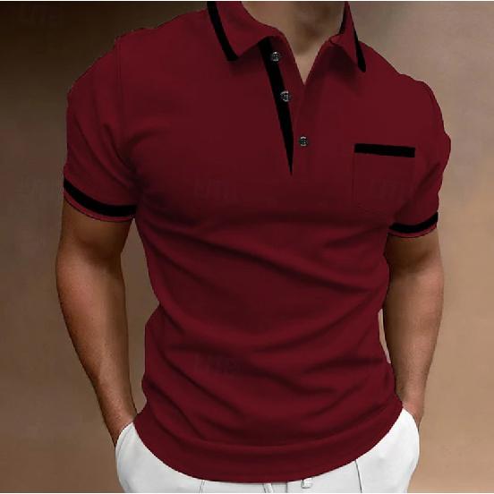 2026 short-sleeved men's summer polo shirt with turn-down collar