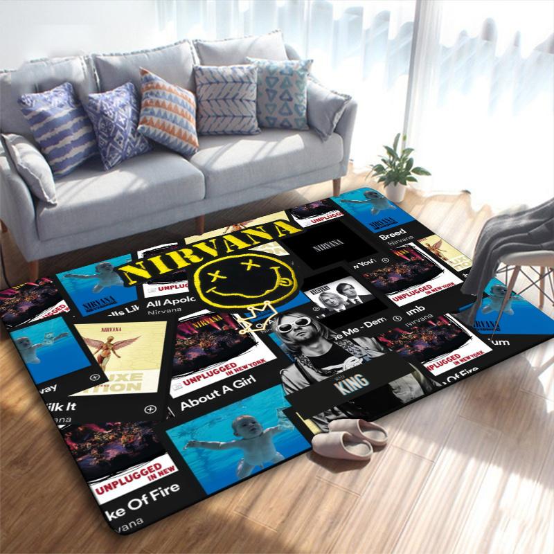 Nirvana Music Band Carpet Rug for Living Room Bedroom Home Sofa Decoration,Kids play Non-slip Floor Mat