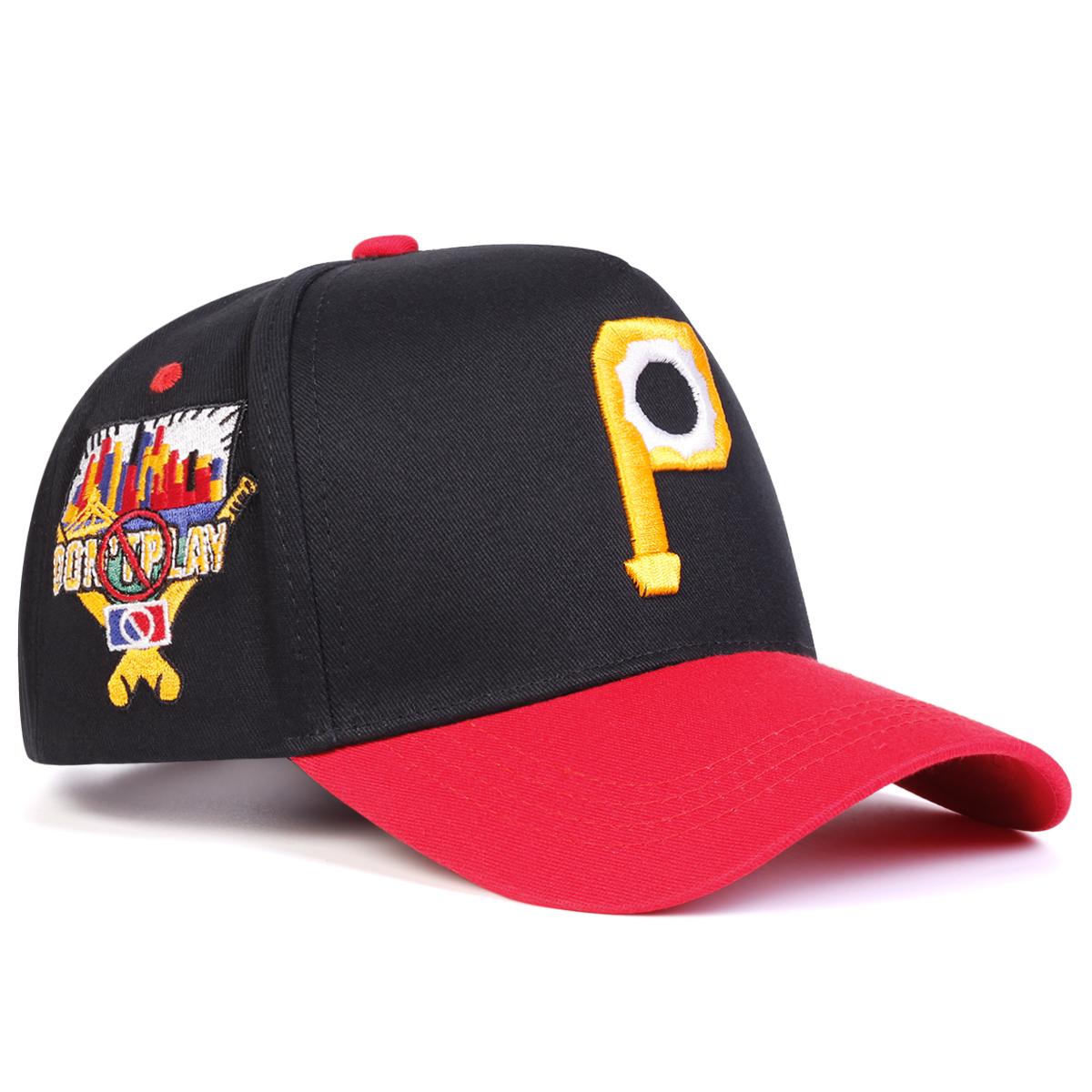

Регулируемая бейсболка с вышивкой буквы P для пары, для отдыха на открытом воздухе, для путешествий, весна-осень, унисекс чёрный/красный