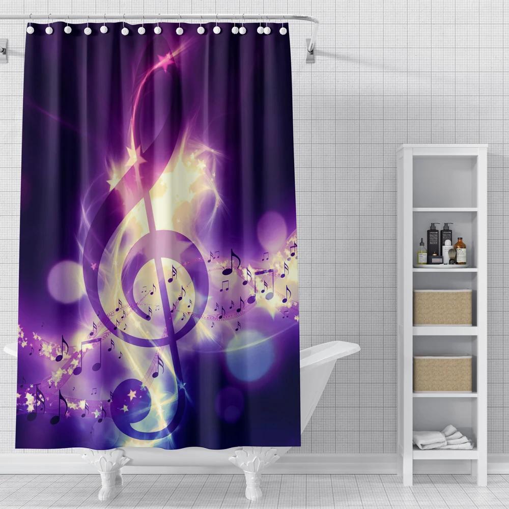 Piano Key Music Shower Curtain For Bathroom Musical Notes Waterproof Bathroom Shower Curtain Romantic Elegant Bath Bathtub Decor