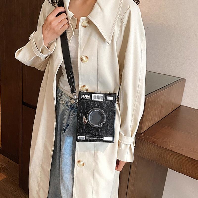 Camera Box Shaped Shoulder Tote Bag Top Handle Purse Crossbody Handbag for Women Girls